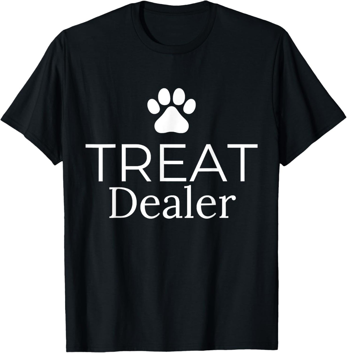 Treat Dealer T-shirt - Unisex Adults, Teens, Gamers, Pop Culture Enthusiasts - Black - Small - Short Sleeve - Cotton, Polyester - Crew Neck - Letter Print - T-shirt