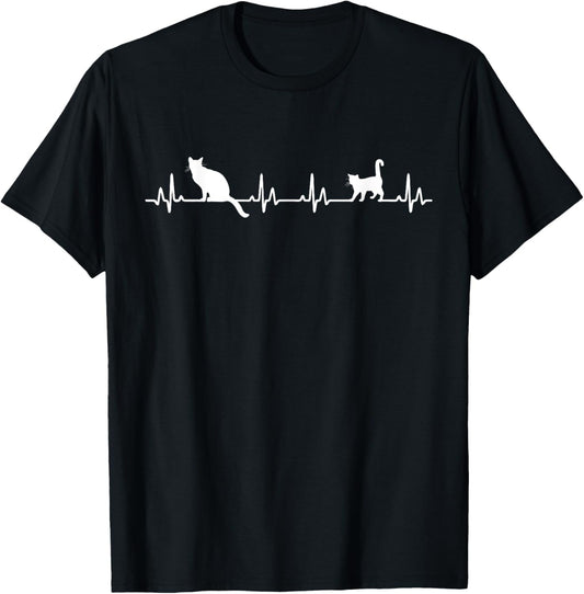 Heartbeat Cat Lover Cute Cat T-Shirt