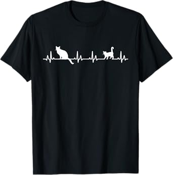 Heartbeat Cat Lover Cute Cat T-Shirt for Men Women Kids