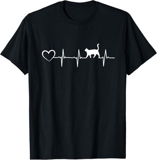 Cat Heartbeat Heart - Cat Puppy Cats Hearts Baby Cat Owner T-Shirt