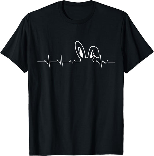 Cute Easter Bunny Heart Beat Rabbit Ears EKG T Shirt T-Shirt