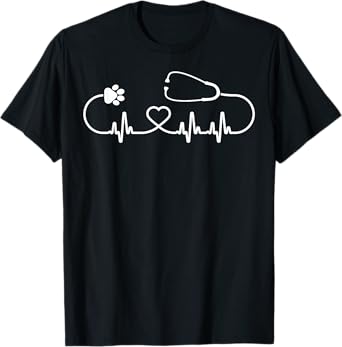 Cool Veterinarian Heartbeat | Funny Veterinary Worker Gift T-Shirt