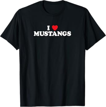 I Love Mustangs Heart T-Shirt Horse Riding Racing Luv Shirt T-Shirt