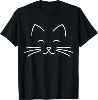 cute Distressed smiling Cat face, kitten whiskers mom, dad Men Women Girls Kids T-Shirt