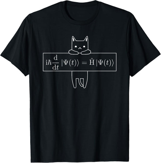 Quantum Mechanical Physics Schrodinger Equation cat T-Shirt