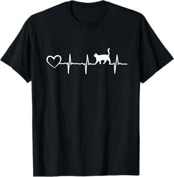 Cat Heartbeat Heart - Cat Puppy Cats Hearts Baby Cat Owner T-Shirt