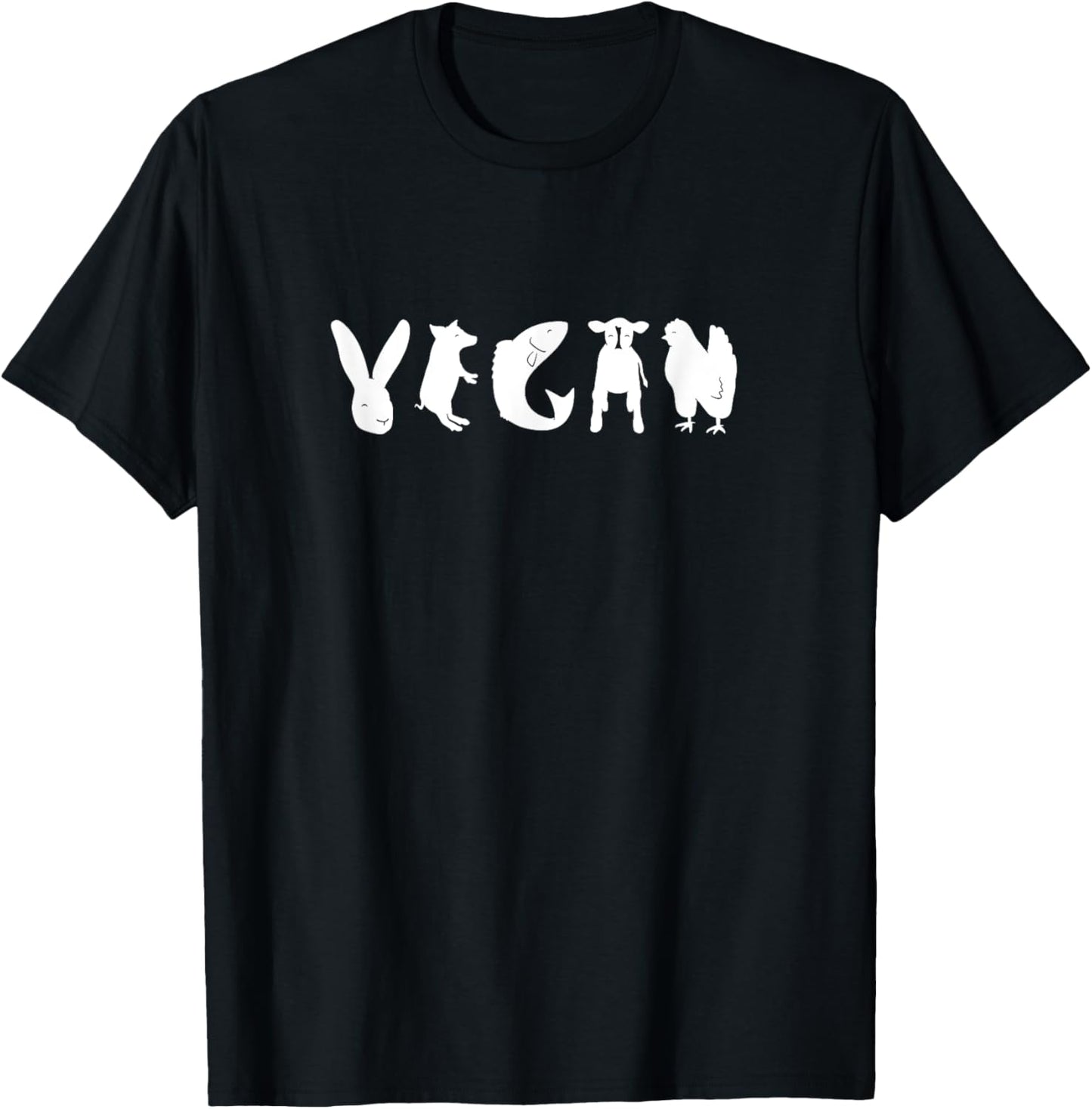 VEGAN Spelled with Animals as Letters! White Design Vegan T-Shirt