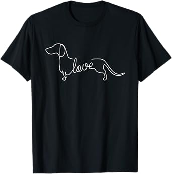 Dachshund Chiweenie Wiener Dog Love Sketch Art Dog T-Shirt for Men Women Girls Kids