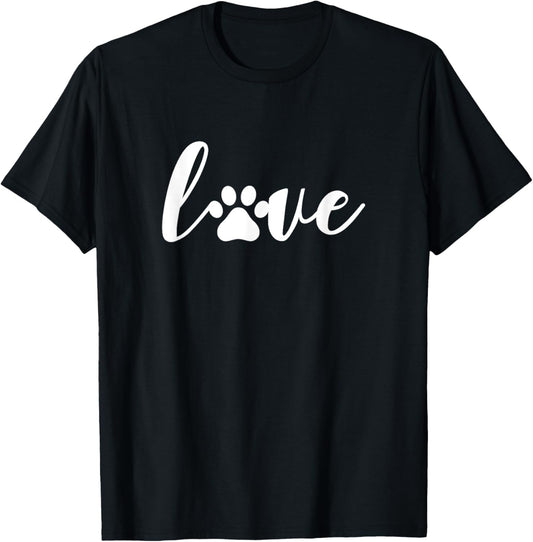 Paw Print Love Heart Funny Cool Dog Cat Mom Pet Animal Lover T-Shirt