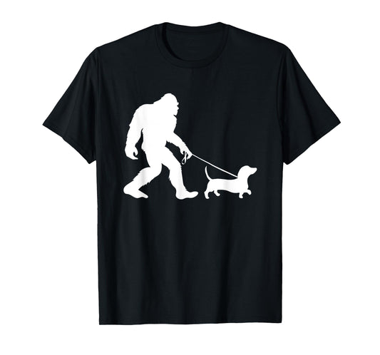 Bigfoot Walking Dachshund Sasquatch Wiener Dog T-Shirt