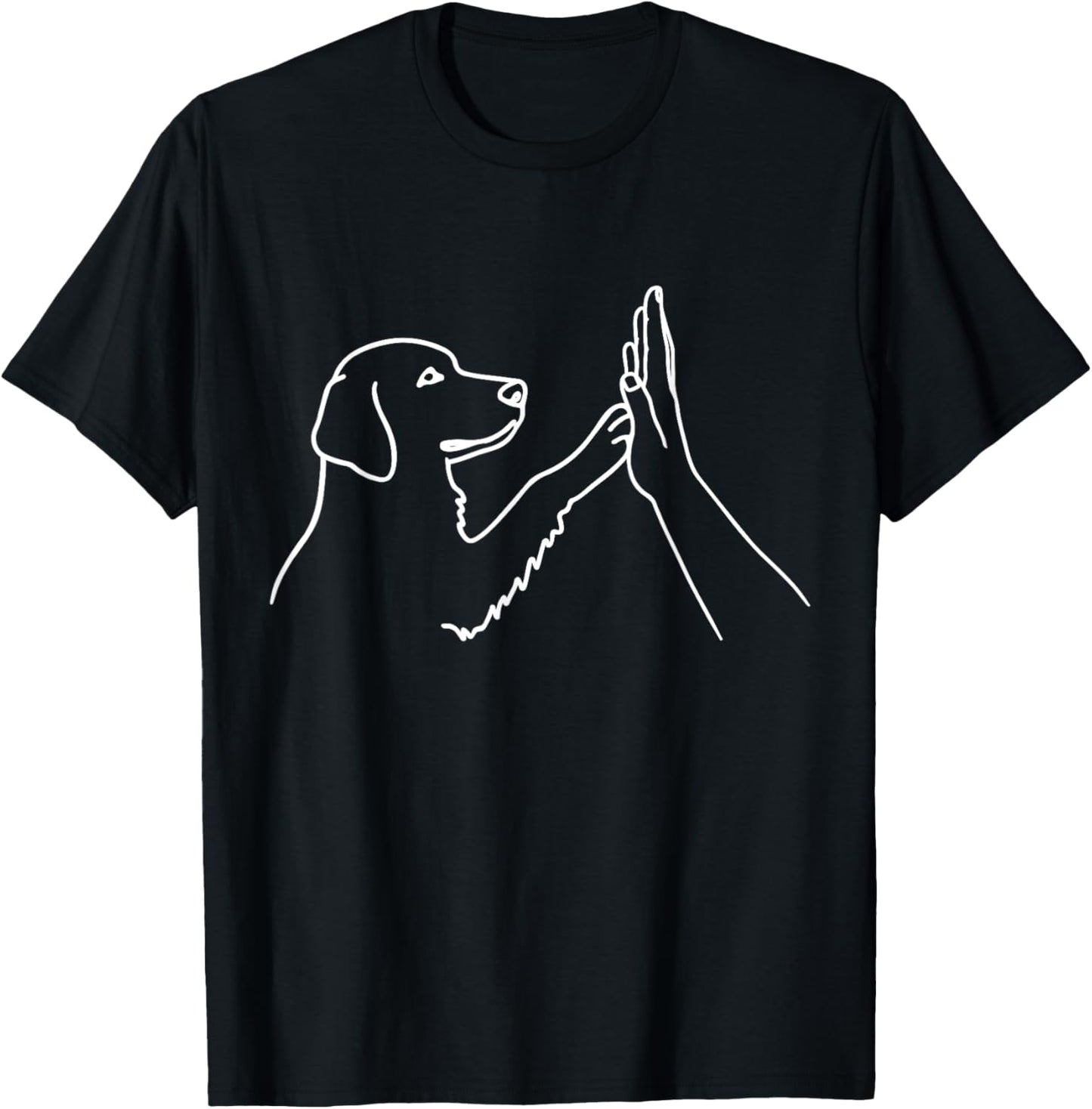 Aesthetic Line Art Dog Paw Human Hand High Five T-Shirt