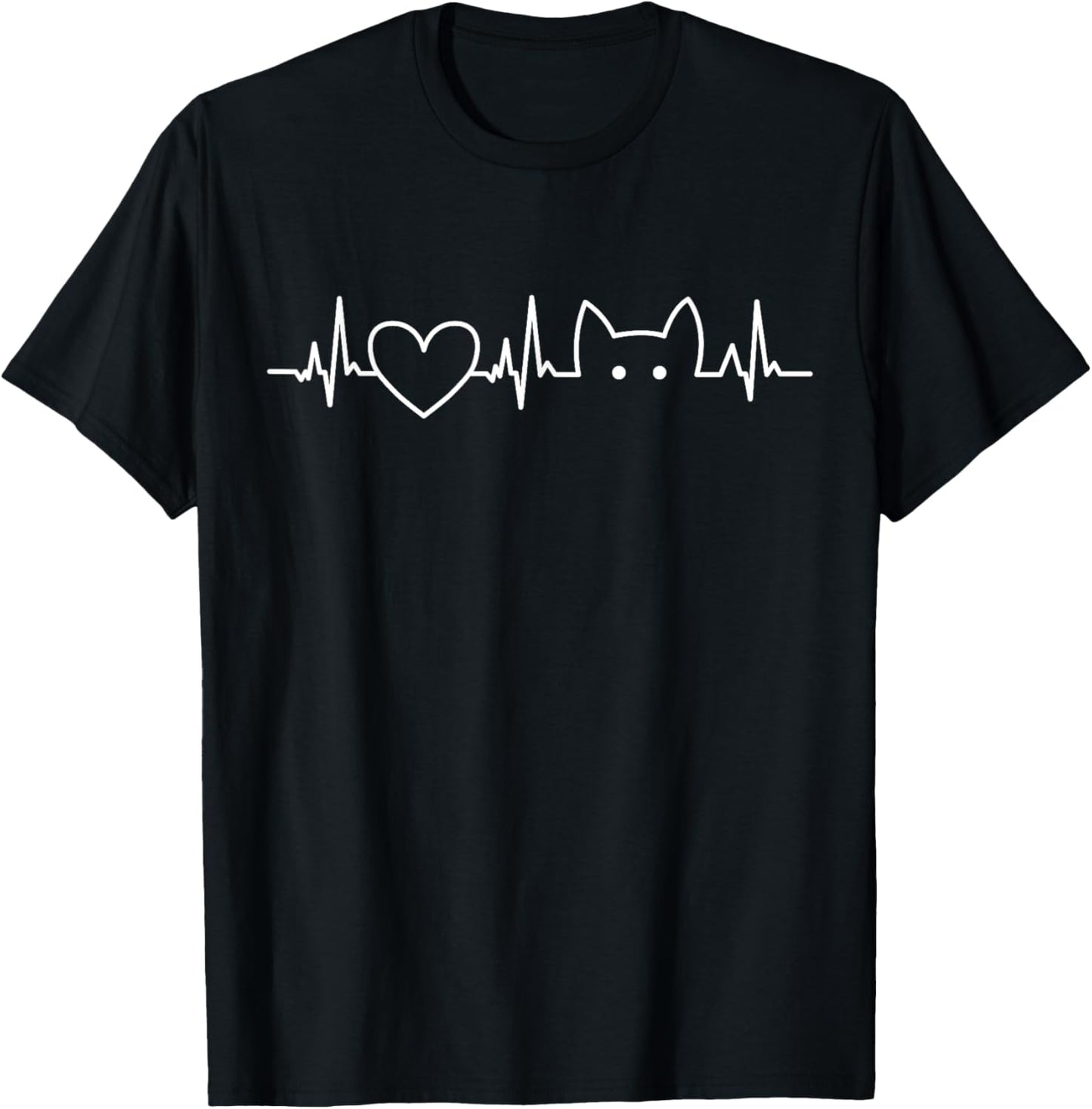 Cute Heartbeat Cat Lover Tee Women Men Cat Kitten T-Shirt