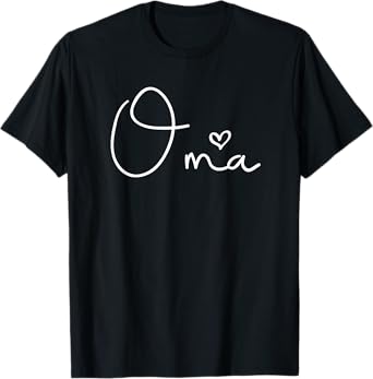 Oma Heart For Women Grandma Christmas Mother's Day Birthday T-Shirt