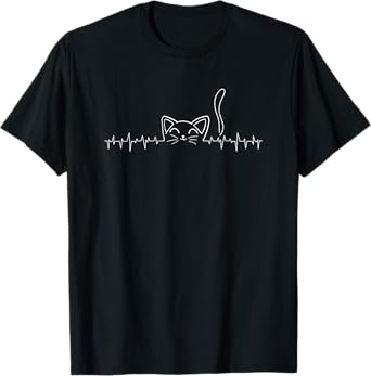 Cat Heartbeat ECG T-shirt T-Shirt for Men Women Girls Kids