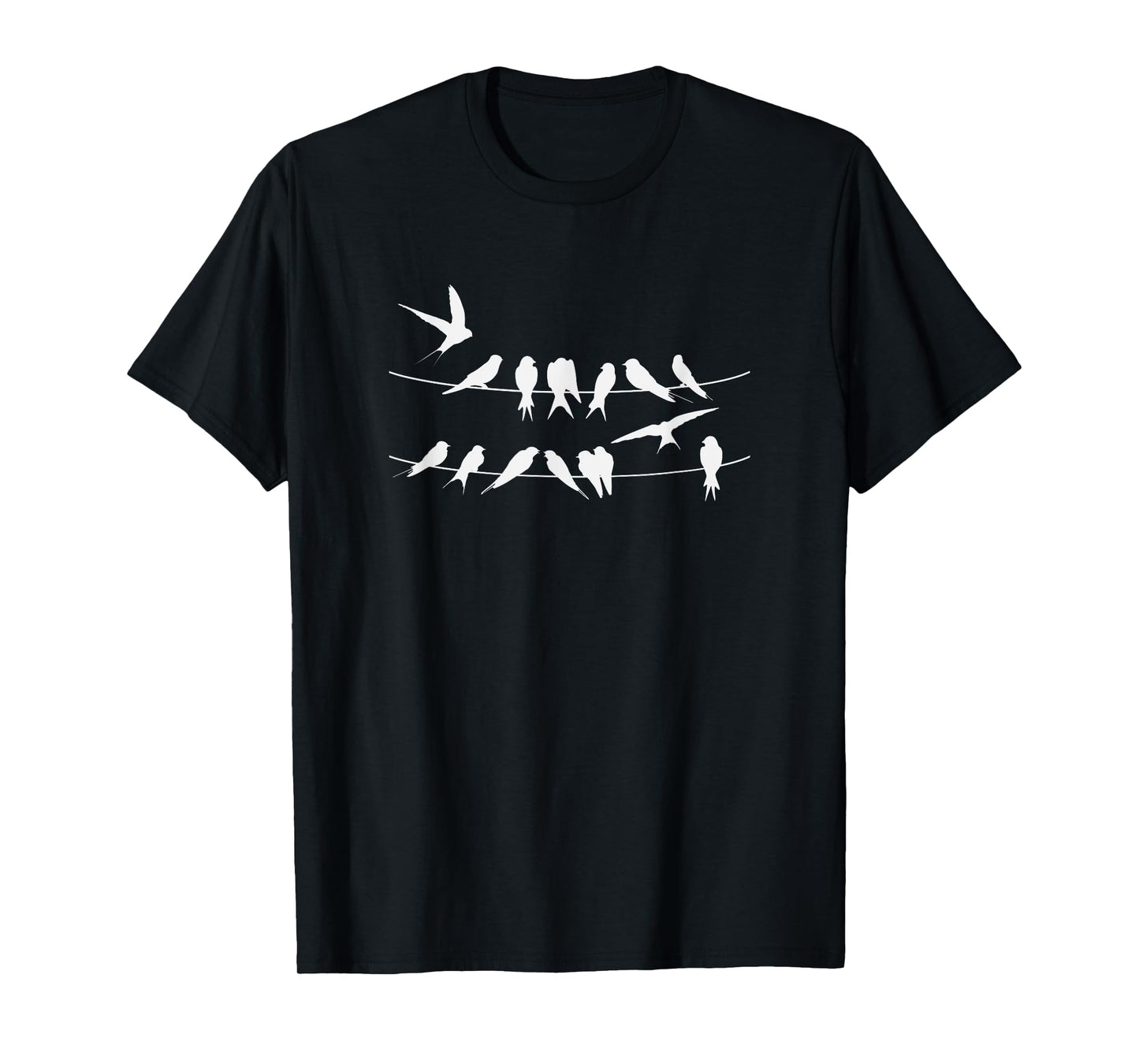 !RALUPOP BIRDS ON A WIRE T-Shirt - Black - Men's Small - Short Sleeve - Crew Neck - Classic Fit - Cotton 100% - Bird Pattern - Modern - Casual - Exercise and Fitness - All Seasons