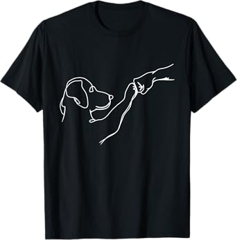 Dog And People Punch Hand Dog Man Friendship Bump Dog's Paw T-Shirt