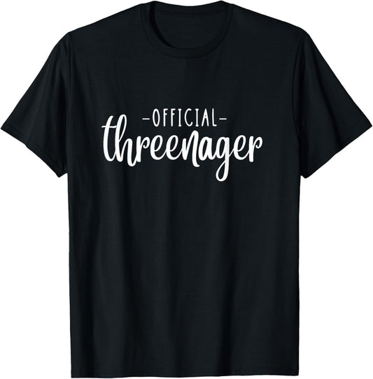 Kids Third Birthday Girls Official Threenager 3rd Party T-Shirt