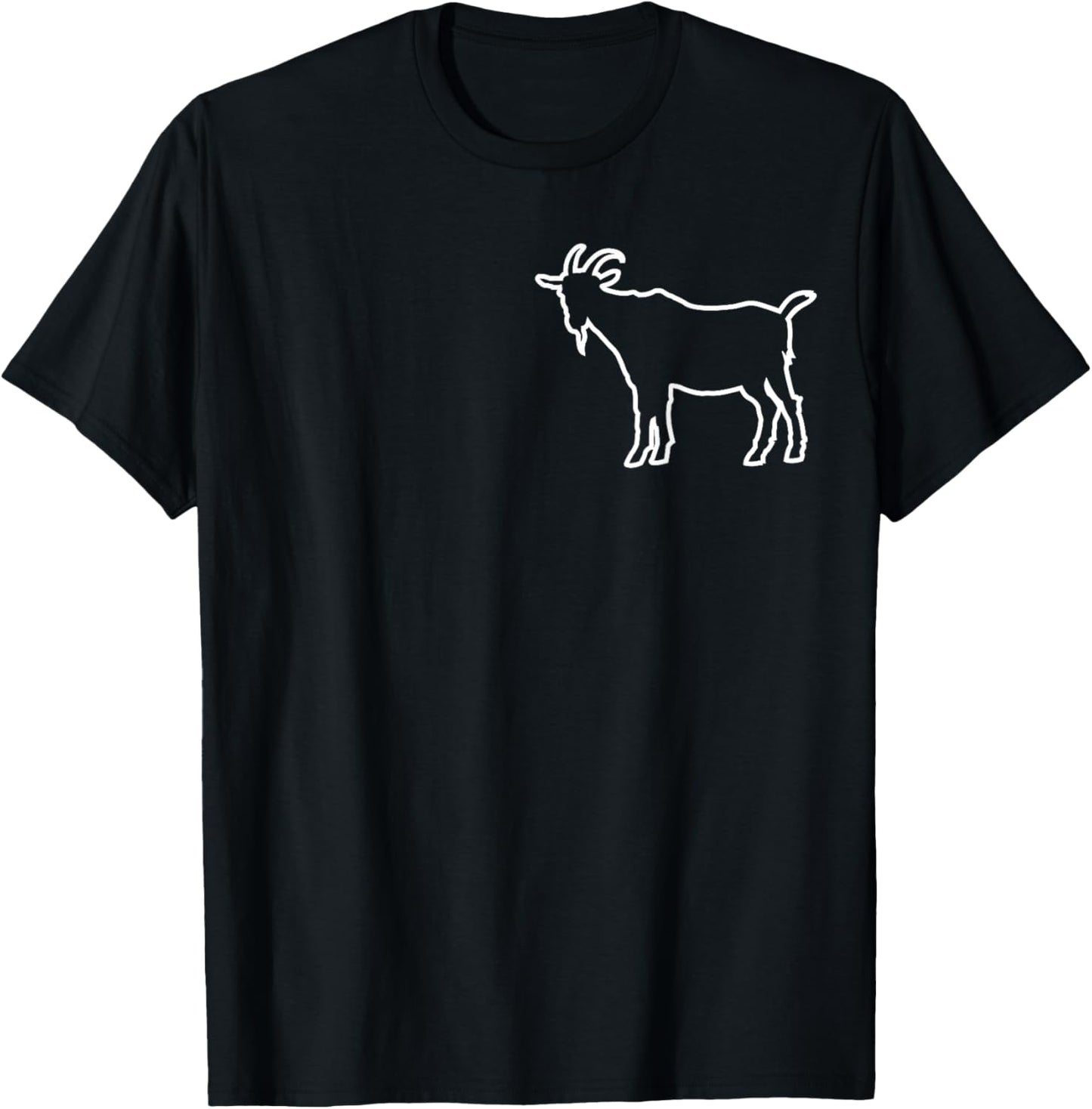 Funny Goat Animal Badge Line Art Icon Outline Goat Pocket T-Shirt