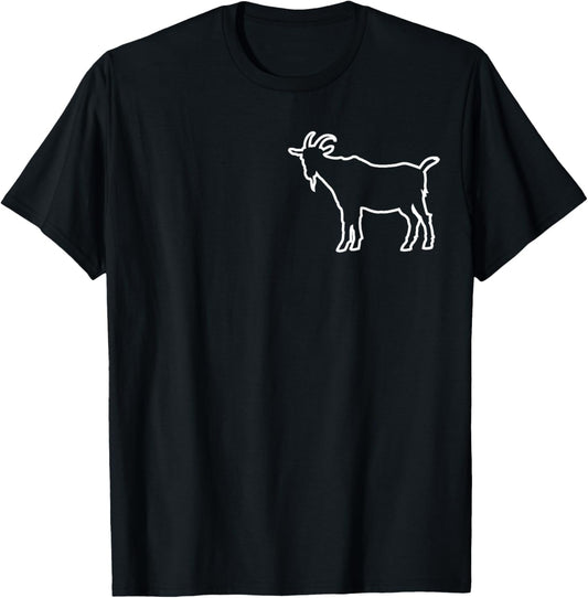 Funny Goat Animal Badge Line Art Icon Outline Goat Pocket T-Shirt