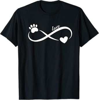 Paw and Heart Infinity love symbol ~Cute pet lover design T-Shirt
