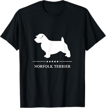 Norfolk Terrier Dog White Silhouette T-Shirt