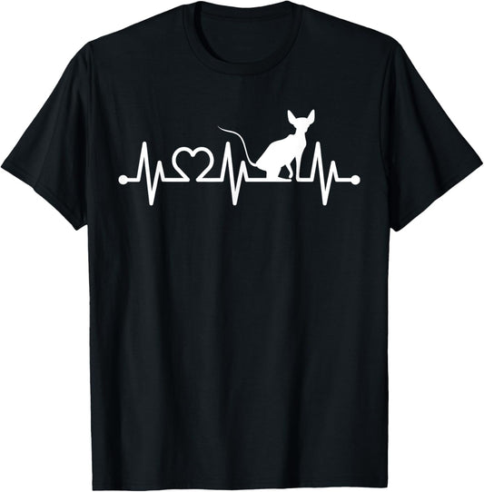 ECG Heartbeat Pulse Heart Sphynx for Sphinx Cat Owners T-Shirt