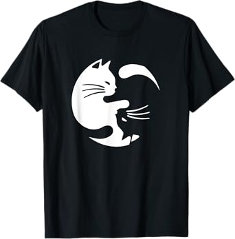 Cute Yin & Yang Cats Yoga Peace Lover Cat Lover Graphic T-Shirt