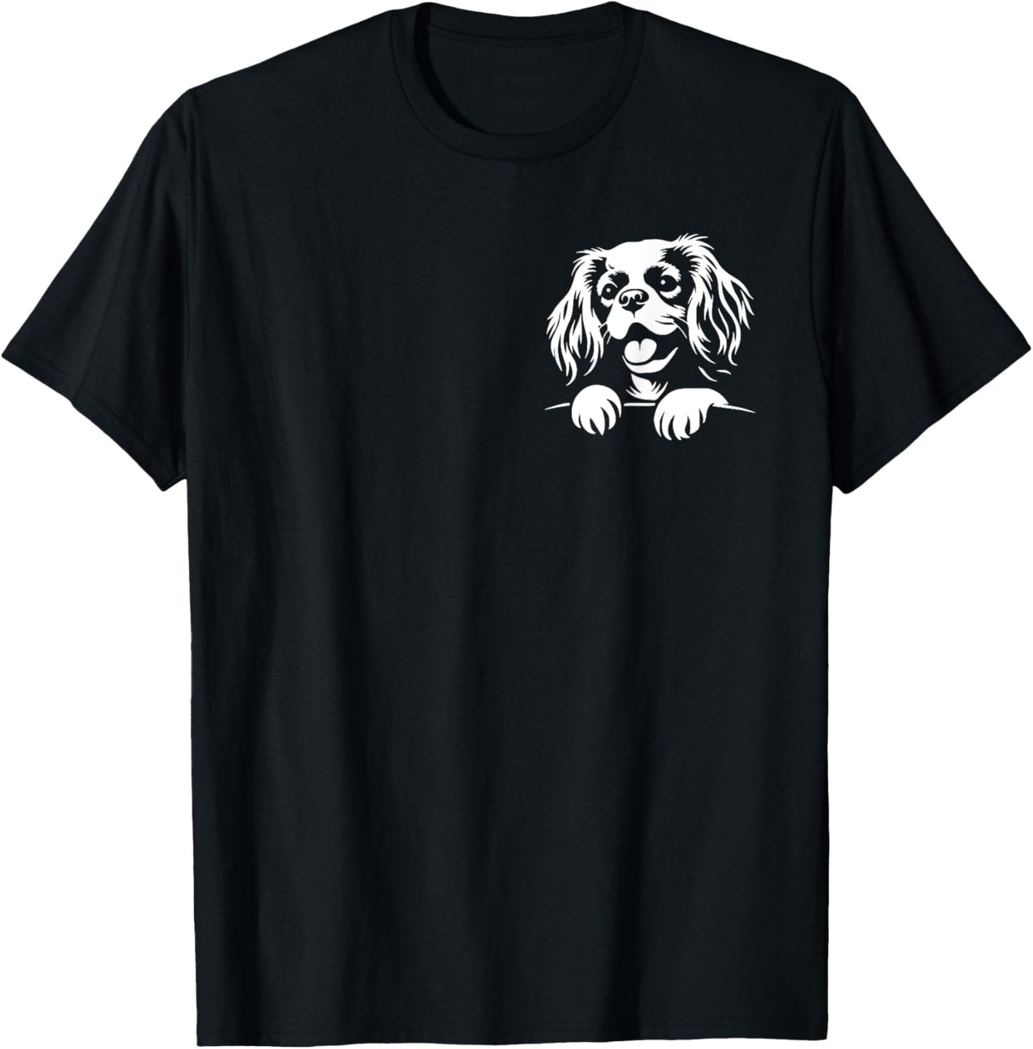 Cavalier King Charles Spaniel Peeking Dog Design T-Shirt