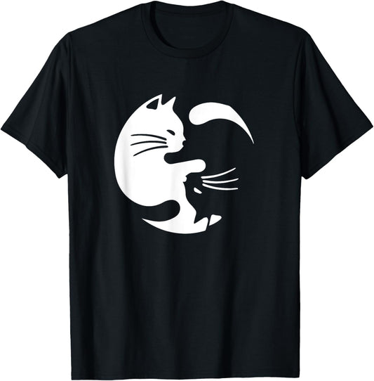 Cute Yin & Yang Cats Yoga Peace Lover Cat Lover Graphic T-Shirt