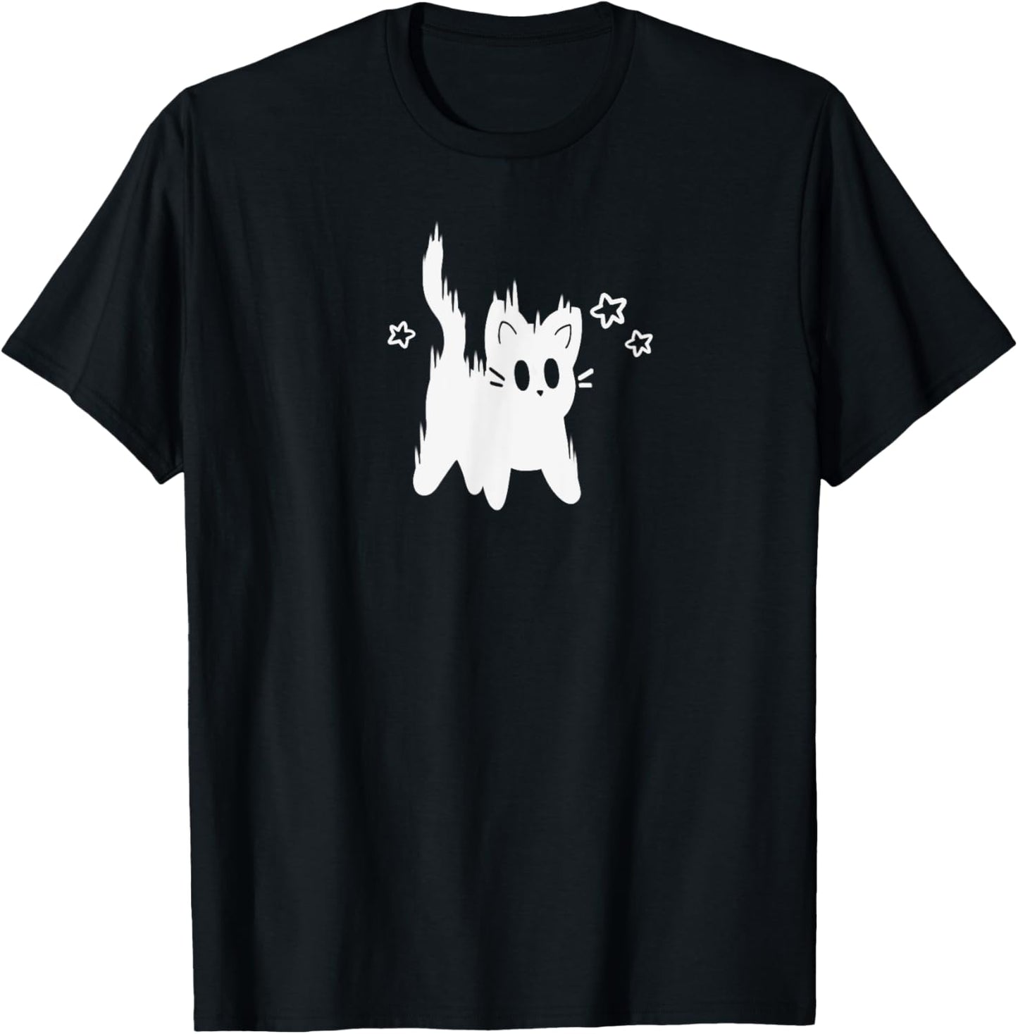 Y2K 90s Cute Scary Tomcat Cat is Scared under Starry T-Shirt