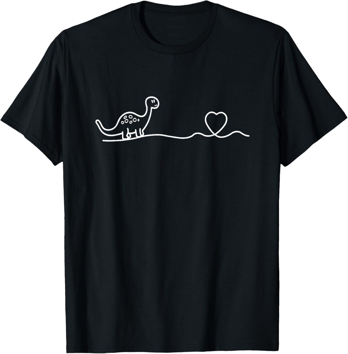 Dinosaur Hearts Heartbeat - Line Art Heartlines Dino Heart T-Shirt