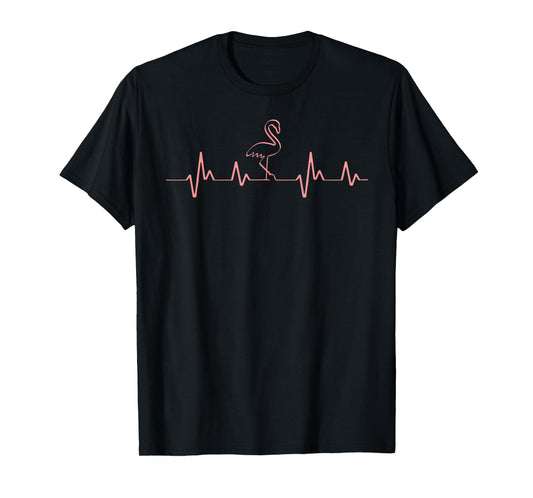 Love Flamingo Heartbeat Bird Pulse Cute Birding Hobby Gifts T-Shirt