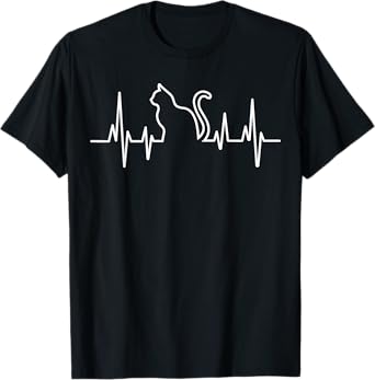 CAT HEARTBEAT Shirt Heart Beat for Mom Dad Kitty Cat Lovers T-Shirt