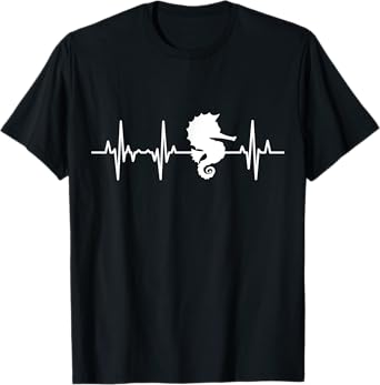 Seahorse Heartbeat Seahorses Enthusiast Heart Line T-Shirt