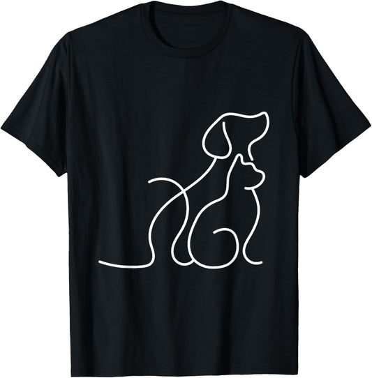 Dog Puppy and Baby Cat Heart - Animal Dog & Cat Heart T-Shirt