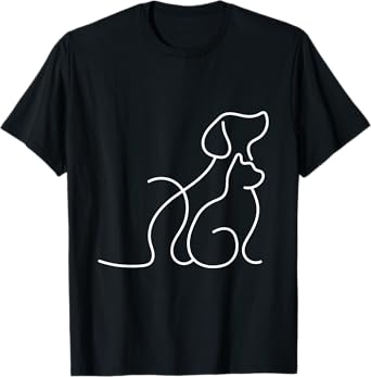 Dog Puppy and Baby Cat Heart - Animal Dog & Cat Heart T-Shirt
