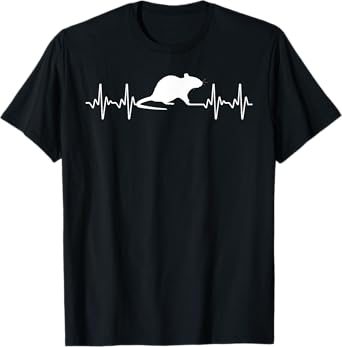Funny Rat Art For Men Women Kids Heartbeat Mouse Rat Lovers T-Shirt