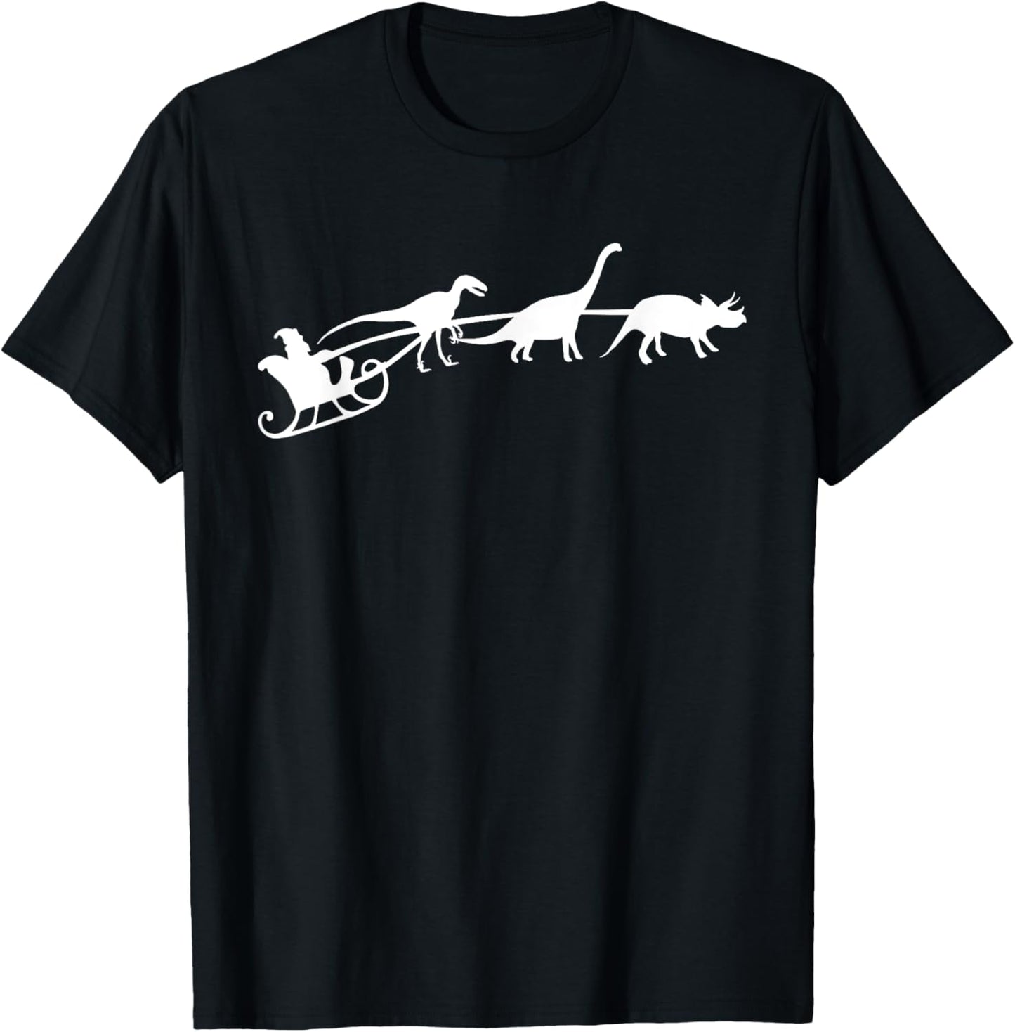 Cute Santa Sleigh with Dinosaurs Christmas Pajama Gift T-Shirt