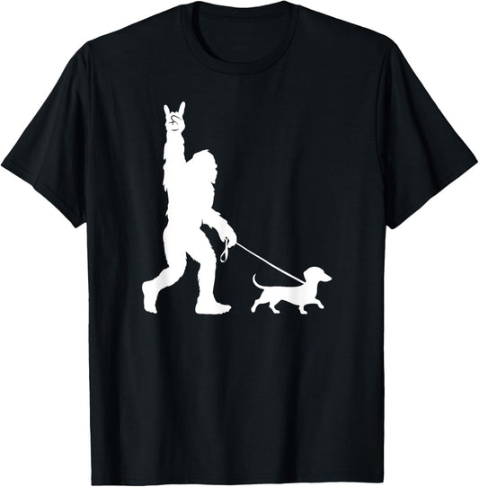 Bigfoot Walking Dachshund Sasquatch Wiener Dog T-Shirt