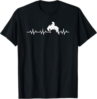 Rodeo Heartbeat, Bronc Riding Bucking Horse Western Cowboy T-Shirt