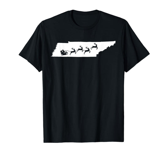 Tennessee Map Santa Tee Christmas Reindeer XMas T-Shirt