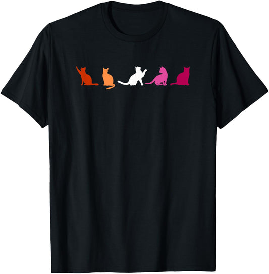 Lesbian Pride Cats, Cute wlw LGBTQ, Subtle LGBT Femme Gift T-Shirt