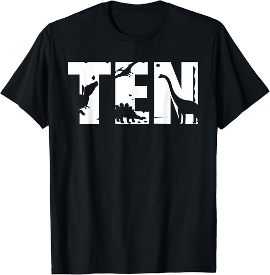10 Years Old Birthday Boy Dinosaur T-Rex Gift, 10th BDay T-Shirt