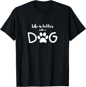 Culture Bloc Dog Lover, Life is Better with a Dog Unisex-Adults Black Small T-Shirt
