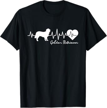 Golden Retriever - ECG Heartbeat Dog Owner Canine Lover T-Shirt for Men Women Kids