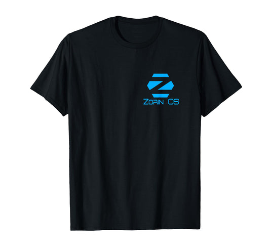 Linux Zorin OS tee with Blue Tagline and Logo Open Source Os T-Shirt