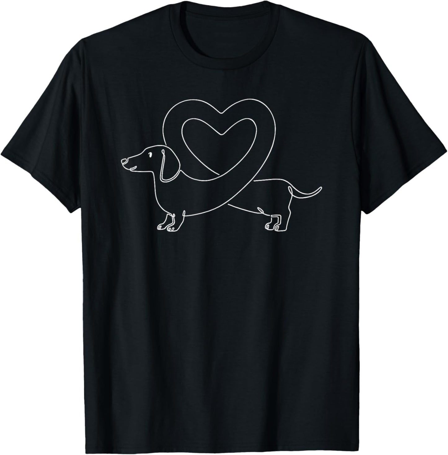 Love Heart Dachshund Wiener single Line Design for Dog Lover T-Shirt