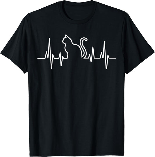 CAT HEARTBEAT Shirt Heart Beat for Mom Dad Kitty Cat Lovers T-Shirt