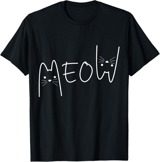 Meow Cat Shirt Meow Kitty Funny Cats Mom And Cat Dad T-Shirt