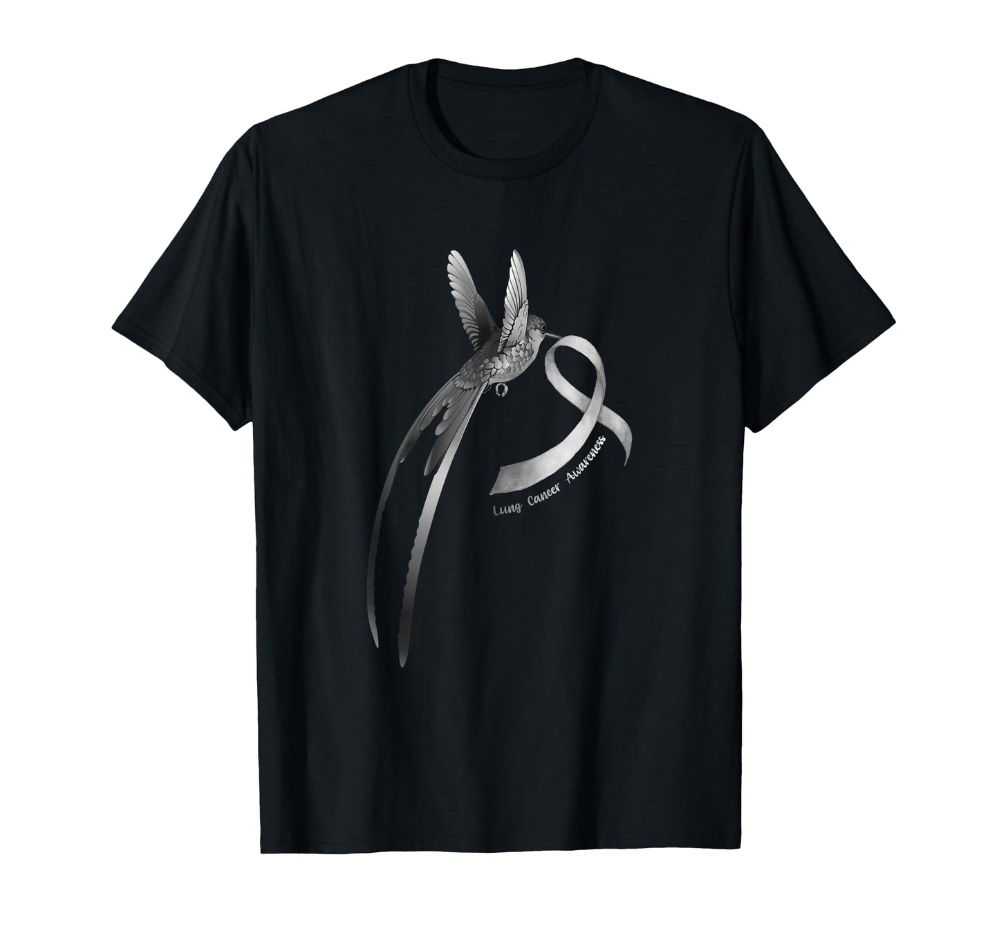 Bird White Ribbon Lung Cancer Awareness T-Shirt